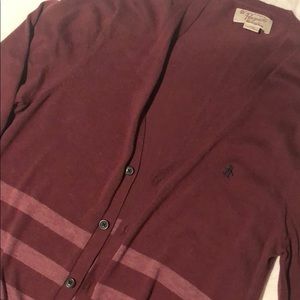 Like New Men’s Burgundy Striped Penguin Cardigan